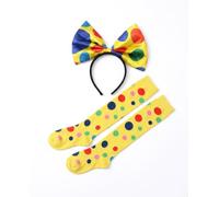 RAVNIX Kit Clown Cosplay : 1x bandeau + 1x paire collants longs | Clips anti-dérapants réglables | Confort respirant et tenue stable pour spectacles, fêtes costumées et photos animées