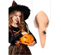 RAVNIX Nez de Sorcière en Latex, 1 Pièce, Faux Nez Drôle avec Cordon Élastique, Accessoire Déguisement Halloween Adultes