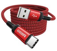 RAVODOI Câble USB-A vers USB-C 3 A en nylon de charge rapide - 3 m - Rouge | Câble en nylon tressé compatible avec iPhone 17/16/15, Samsung S24/S23, Xiaomi, LG, idéal pour la maison et le bureau