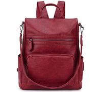 RAVUO Sac a Dos Femme,Anti-vol Sac a Dos en Cuir PU Mode Sac à Dos pour Dames Convertible Sac à Dos Cartables Trois Façons (Rouge)