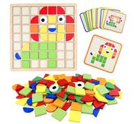 Ravytha 120 pièces de Forme Mosaique Puzzle en Bois Tangram Enfant avec 20 Cartes de Conception, Jeux Educatif 3 4 5 6 Ans, Jouets Montessori éducatifs Cadeaux pour Garçons et Filles 3+