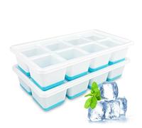 Ravytha 2 Pièces Bac a Glacon avec Couvercle, Glacons Moule, Bacs à Glaçons, Plaque Carré Ice Cube Tray Moules, pour Nourriture Bébé, Whisky, Boissons, Congélateur, Faciles à Retirer, Sans BPA - Bleu
