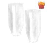 Ravytha 50 Pcs Coupe à Dessert Réutilisables, Gobelets à Dessert(2oz/60ML) | Coupes Transparentes Carré avec Cuillères, Petites Coupes pour Pudding, Mousse et Crème Glacée