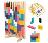 Ravytha Jeux Montessori avec 10 Cartes, Tetris en Bois, Tumble Puzzle en Coloré, Jouets Éducatifs, Cerveau Jouet pour Partir de 3 Ans, Cadeau pour Enfants