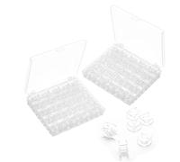 Ravytha Lot de 50 Canette Machine a Coudre, Canettes de Couture en Plastique avec Boîte de Rangement, Bobines pour Machines à Coudre, Compatible avec Brother Singer Kenmore Janome (Transparente)