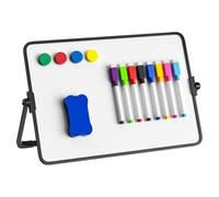 Ravytha Tableau Blanc Effaçable à Sec, Petit Tableau Magnétique Blanc, Whiteboard avec Support, Tableaux Blancs Double Face avec 8 Marqueurs, 4 Aimants et Effaceur