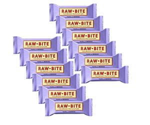 Raw Bite Lot de 12 barres énergétiques bio Vanille et fraise 12 x 50 g