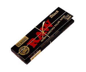 RAW Black 1 ¼ Papers, 50 feuilles ultra fines par carnet, 24 carnets par boîte de 12 carnets