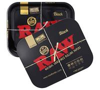 RAW Bundle - Plateau à rouler avec couvercle magnétique noir | Taille - Grand | Rangement parfait pour la maison ou en déplacement