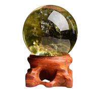 Raw Citrine Crystal Sphere with Stand - Polished Ball for Wealth, Abundance, and Success, Feng Shui Office Home Decor, Stone,85mm Gemstone Stone