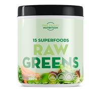 Raw Greens - Poudre Super Greens 250g - 50 Portions - Mélange de 15 Superaliments Verts - Spiruline, Thé Vert, Chlorelle - Vegan & Naturel - Sans Additifs