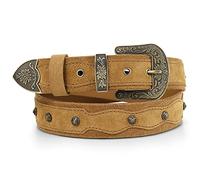 RAW HYD Ceintures occidentales en cuir pour homme - Ceintures de cowboy pour homme - Ceinture occidentale pour homme avec boucle en relief - Ceinture de cowboy de 3,8 cm de large, marron, 42