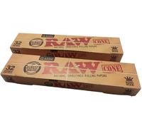 RAW Lot de 64 Manchons Coniques Non Blanchis (2 x 32) cônes pré-roulés