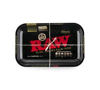 Raw Plateau en métal pour rouler le tabac avec inscription « Rawthentic » Noir Taille S 27,5 x 17,5 cm