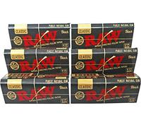 RAW Feuilles à rouler Classic Black 1 1/4 (79 mm) ultra fines – Lot de 6