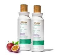 RAW SUGAR Grow Pro Ensemble de soins capillaires - Shampooing et après-shampoing à la biotine végétalienne pour effiler et extension, Marula et Marula pour des cheveux plus lisses, formulé sans vos