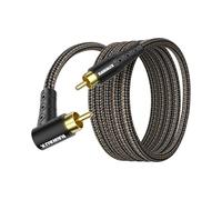 RAWAUX Câble Coaxial Audio Cable Subwoofer à 90 Degrés RCA Mâle vers Mâle Plaqué Or Câble RCA Numérique à Angle Droit pour Caisson de Basse, Amplificateur, Haut-parleur, TV 8M