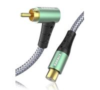 RAWAUX Câble d'extension RCA 2M, Cable Audio Stéréo Subwoofer Angle Droit RCA mâle vers femelle Câble Coaxial rca Numérique pour Subwoofer, Haut-Parleurs, Barre De Son, Home Cinéma et Systèmes HiFi