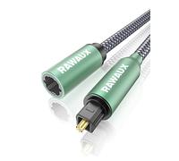 RAWAUX Câble Extension Optique 3m - Câble Optique Audio Toslink Femelle vers Mâle - Cable Extension Fibre Optic Audio Numérique Compatible avec Barre De Son, Smart TV, Home Cinéma (Vert)