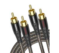 RAWAUX Câble RCA Audio 2M, Cable Stéréo Subwoofer Plaqué Or HiFi