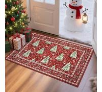 Rawbmop Paillasson Interieur Entree Arbre Noël Flocon Neige Paillasson Durable et antidérapant,Resistant Pluie Lavable,Entretien Simple,pour Chambre,Cuisine,Accessoires Maison Décoration 60x90cm
