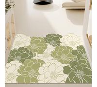 Rawbmop Paillasson Interieur Entree Fleur Géométrique Verte Tapis de Porte extérieur,imperméable,Lavable,avec Envers en Caoutchouc antidérapant,retient la poussière,pour Couloir,entrée,Cuisine60x90cm
