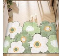 Rawbmop Paillasson Interieur Entree Fleur Géométrique Verte Tapis de Porte extérieur,imperméable,Lavable,avec Envers en Caoutchouc antidérapant,retient la poussière,pour Couloir,entrée,Cuisine40x60cm