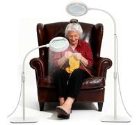 Raweao 8X Lampe Loupe sur Pied, 56 LED Dimmbar Loupe Grossissante avec Lumiere avec 3 Modes de Couleur, 2-en-1 Grande Lampe de Lecture sur Pied pour Couture, Peinture, Artisanat