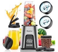 Rawhui Mixeur Électrique 800W pour Smoothies, Mini Blender avec 2 Bouteilles Portables de 600 ml, Sans BPA, 6 Lames en Acier Inoxydable, Idéal pour Milkshakes, Smoothies et Aliments pour Bébé
