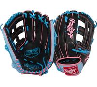 Rawlings | Gant de Baseball série R9 | 32,4 cm | Main Droite | Noir/Bleu Columbia/Rose
