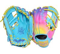 Rawlings Heart of the Hide Contour Fit Gant de baseball | Série Funburst | Lancer main droite | 29,2 cm | Pro I Web | Speedshell - Bleu Columbia/jaune/rose/violet