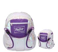 Rawlings Remix Sac à Dos d'équipement | T-Ball et Softball pour Jeunes | Blanc/Violet, Paillettes Blanches et Violettes, Blanc/Puple