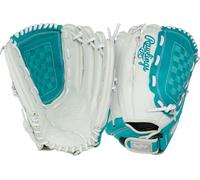 Rawlings | Shut Out Series Gant de Softball | 33 cm | Lancé Main Droite | Blanc/Bleu Sarcelle