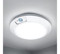 RAWNICE Plafonnier à détecteur de mouvement, fonctionne avec des piles, éclairage d'intérieur à DEL sans fil de 16.5 cm pour abri de jardin, loft, porche, placard, lumière blanche froide 210 lm