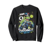Rawr I'm 4 Crushing It Since 2021 Anniversaire Dino T Rex Sweatshirt
