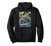 Rawr I'm 4 Crushing It Since 2021 Dino Anniversaire Enfant Sweat à Capuche