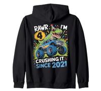 Rawr I'm 4 Crushing It Since 2021 Dino Anniversaire Enfant Sweat à Capuche