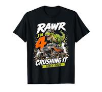 Rawr Im 4 Crushing It Since 2022 Dinosaur Monster Truck T-Shirt