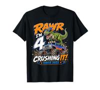 Rawr Im 4 Crushing It Since 2022 Dinosaur Monster Truck T-Shirt