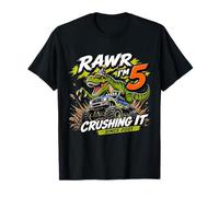 Rawr Im 5 Crushing It Since 2021 Dinosaur Monster Truck T-Shirt
