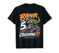 Rawr Im 5 Crushing It Since 2021 Dinosaur Monster Truck T-Shirt