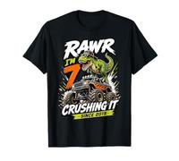 Rawr Im 7 Crushing It Since 2019 Dinosaur Monster Truck T-Shirt