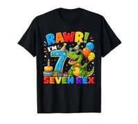 Rawr I'm 7 Seven Rex Dinosaur 7th Birthday Boy Party T-Shirt