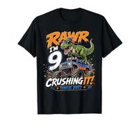 Rawr Im 9 Crushing It Since 2017 Dinosaur Monster Truck T-Shirt