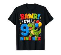Rawr I'm 9 Nine Rex Dinosaur 9th Birthday Boy Party T-Shirt