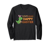 Rawr Means Happy Easter Funny T-Rex Dinosaure Oreilles de Lapin Manche Longue