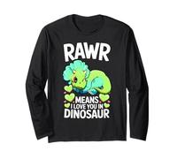 Rawr Means I Love You Design Dinosaure Tricératops Manche Longue