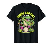 Rawrk and Roll T-Rex Dinosaure Rock Pun Drummer Drummer T-Shirt