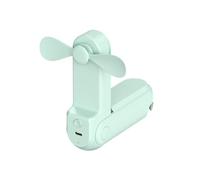 Rawrr Mini ventilateur USB - Portable - Fonctionne avec piles - Rechargeable - Pliable - Avec lampe de poche - Fonction support (vert)