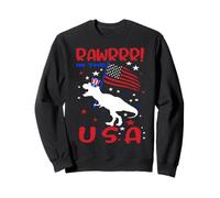 Rawrrr ! in The USA T Rex Dinosaur 4th of July America Flag Sweatshirt